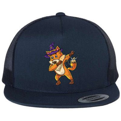 Dabbing Fox Witch Nurse Vintage Cute Gift Flat Bill Trucker Hat