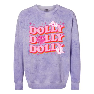 Dolly Funny Western First Name Cowgirl Colorblast Crewneck Sweatshirt