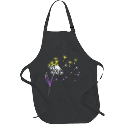 Dandelion Flower Wind Genderfluid Pride Full-Length Apron With Pockets