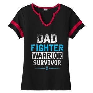 Dad Fighter Warrior Survivor Prostate Cancer Awareness Ladies Halftime Notch Neck Tee