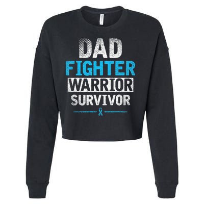 Dad Fighter Warrior Survivor Prostate Cancer Awareness Cropped Pullover Crew