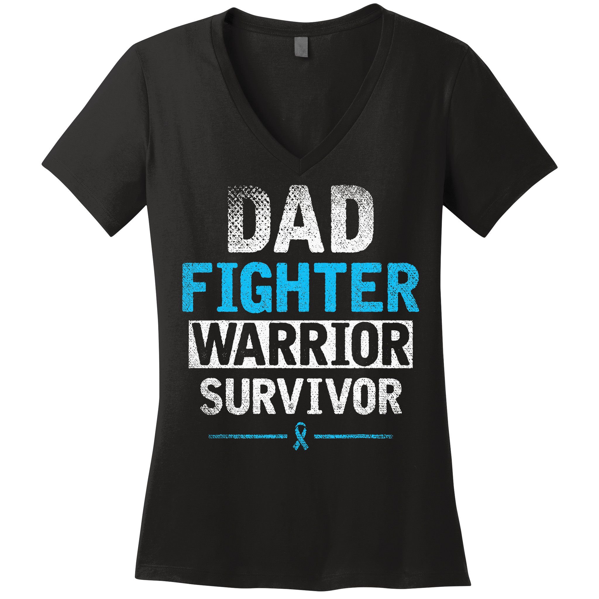 Dad Fighter Warrior Survivor Prostate Cancer Awareness Women's V-Neck T-Shirt