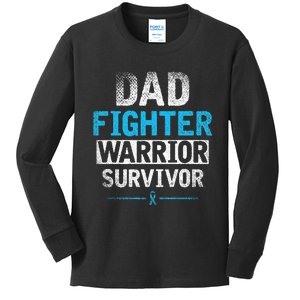 Dad Fighter Warrior Survivor Prostate Cancer Awareness Kids Long Sleeve Shirt