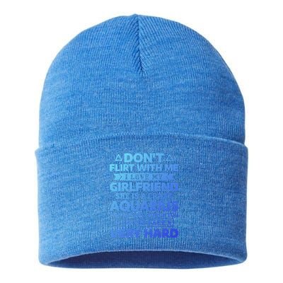 Dont Flirt With Me I Love My Aquarius Friend Horoscope Gift Sustainable Knit Beanie