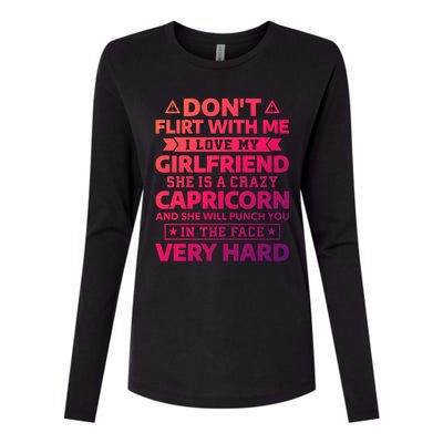 Dont Flirt With Me I Love My Capricorn Friend Horoscope Gift Womens Cotton Relaxed Long Sleeve T-Shirt