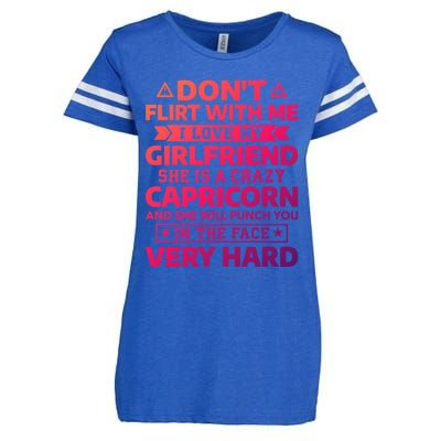 Dont Flirt With Me I Love My Capricorn Friend Horoscope Gift Enza Ladies Jersey Football T-Shirt