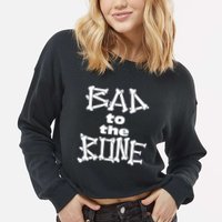 Dominic Fike Wearing Bad To The Bone Cropped Pullover Crew
