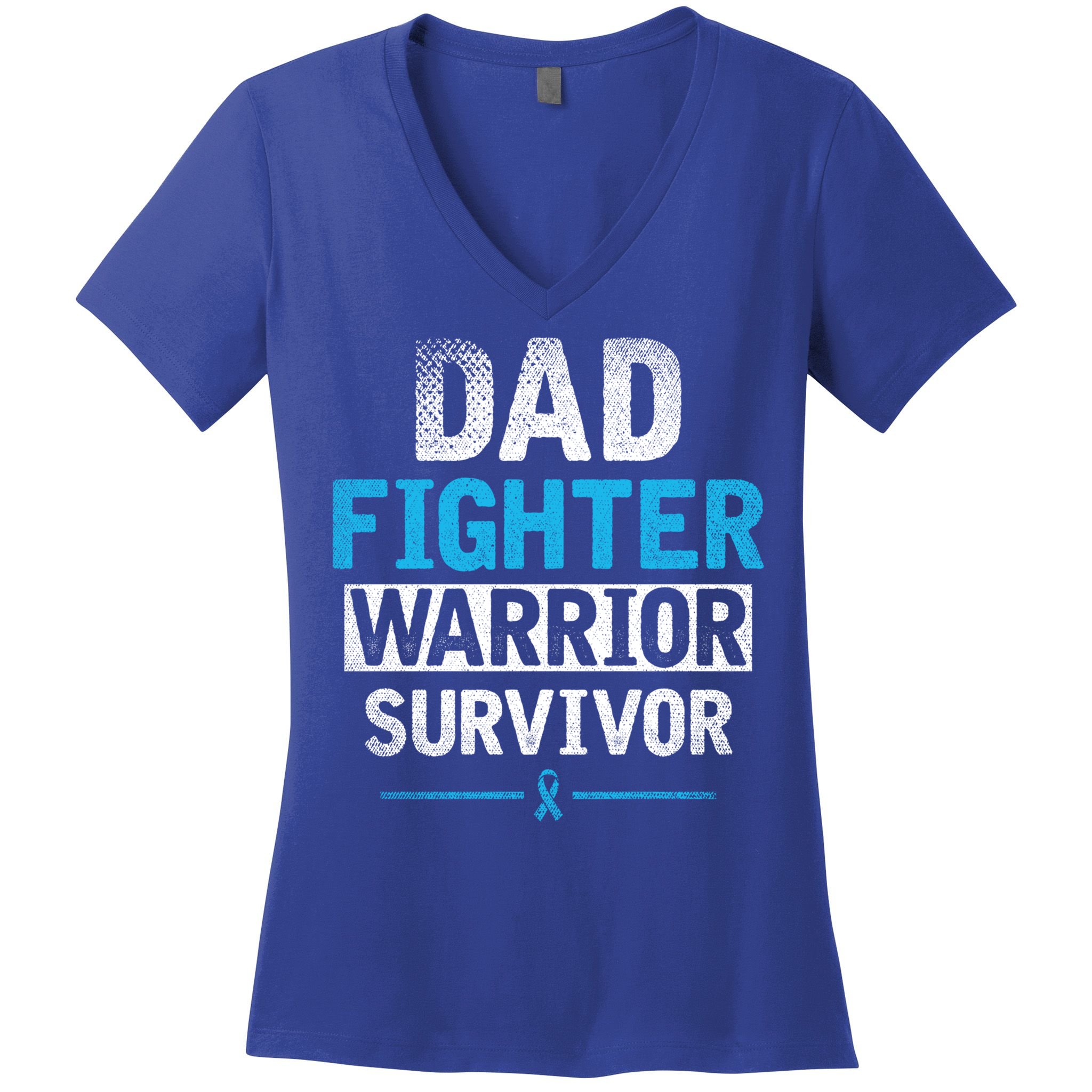Dad Fighter Warrior Survivor Prostate Cancer Awareness Gift Women's V-Neck T-Shirt