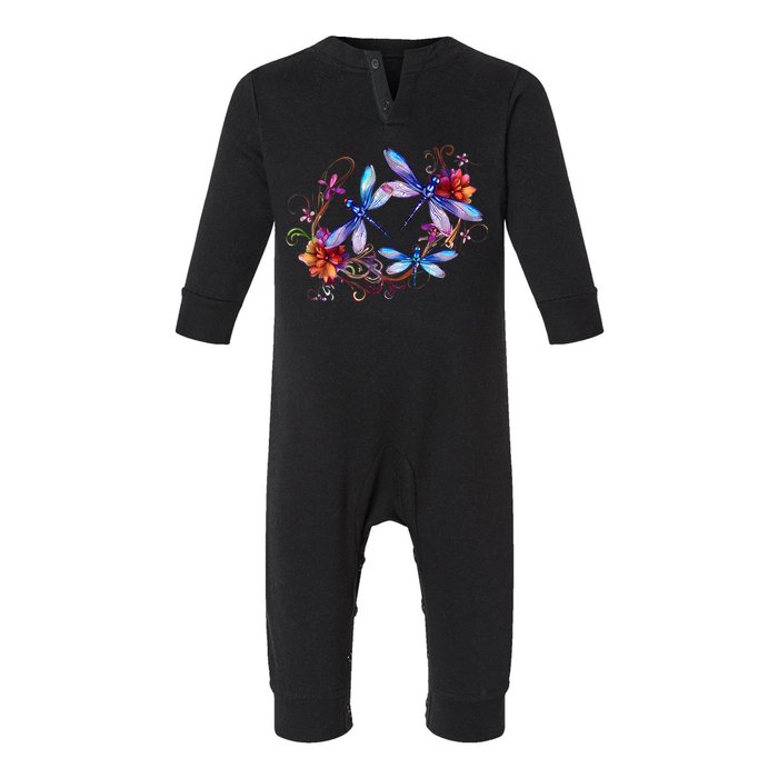 Dragonfly For Women Chakra Color Flower Dragonflies Infant Fleece One Piece