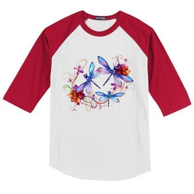 Dragonfly For Women Chakra Color Flower Dragonflies Kids Colorblock Raglan Jersey