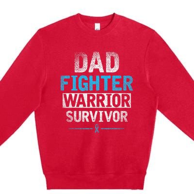 Dad Fighter Warrior Survivor Prostate Cancer Awareness Premium Crewneck Sweatshirt