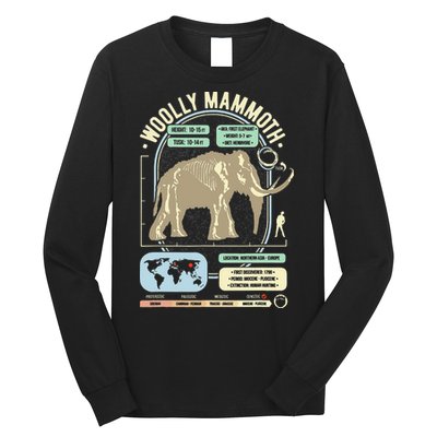 Dinosaur Facts Woolly Mammoth Science & Anatomy Gift Long Sleeve Shirt
