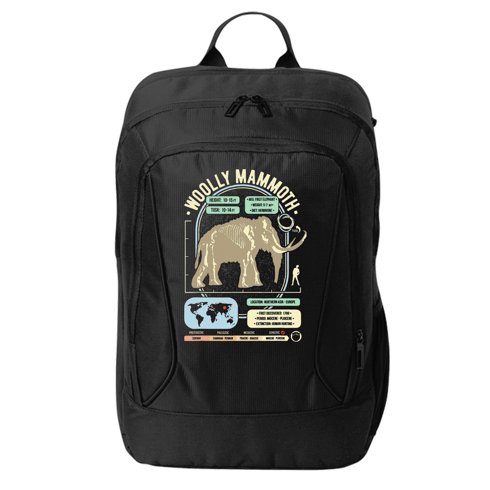 Dinosaur Facts Woolly Mammoth Science & Anatomy Gift City Backpack