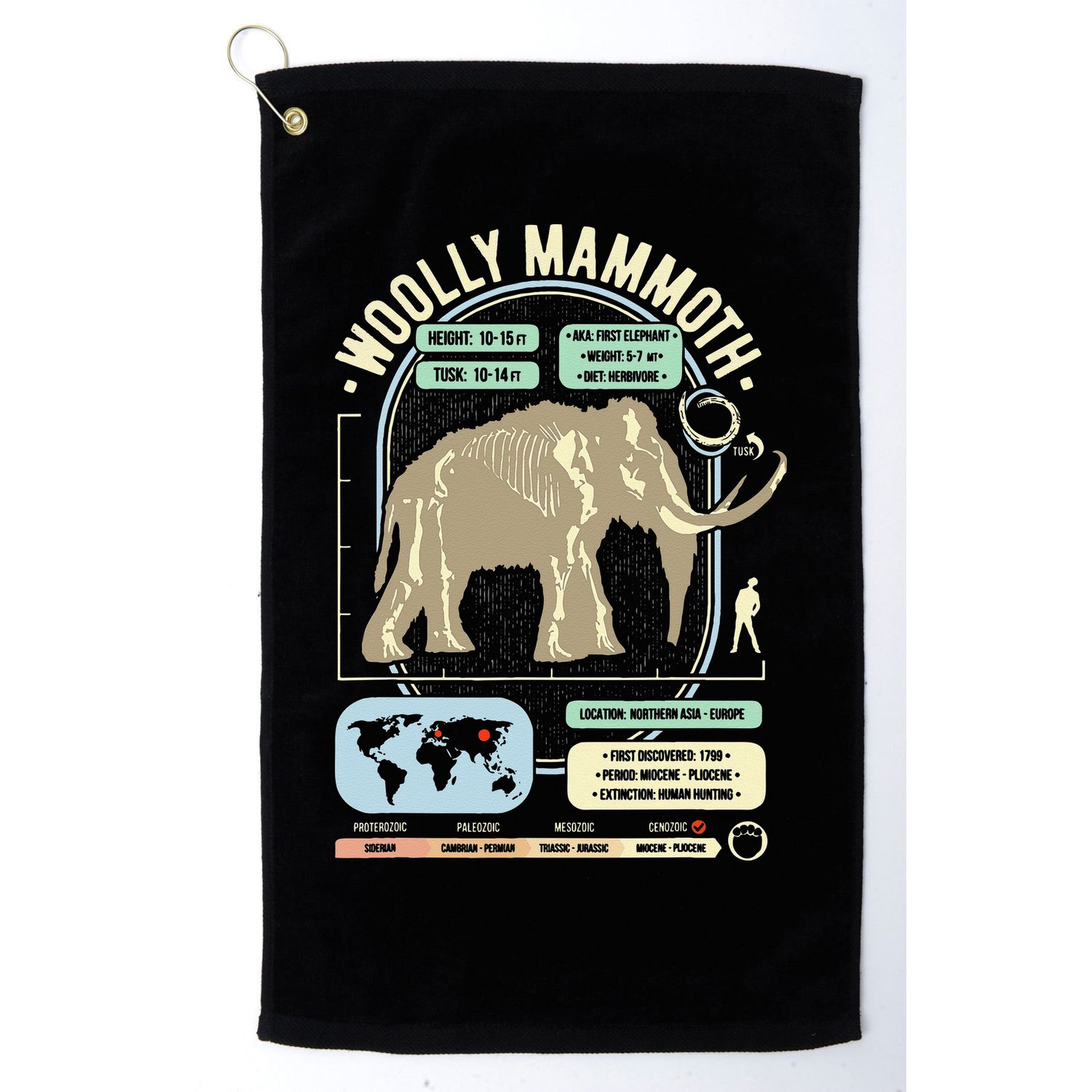 Dinosaur Facts Woolly Mammoth Science & Anatomy Gift Golf Towel