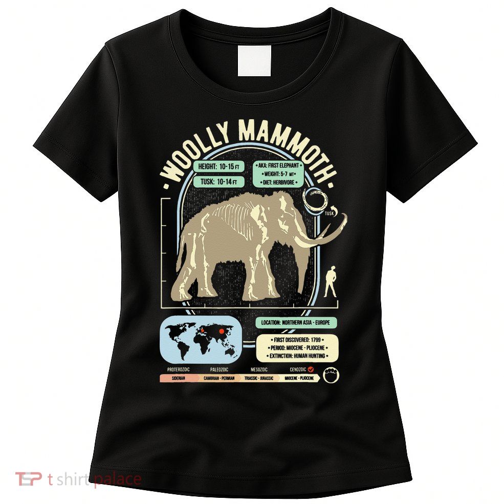 Dinosaur Facts Woolly Mammoth Science & Anatomy Gift Womens T-Shirt