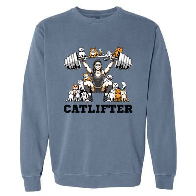 Deadlifter Fitness Workout Bodybuilder Deadlifting Cat Cute Gift Garment-Dyed Sweatshirt