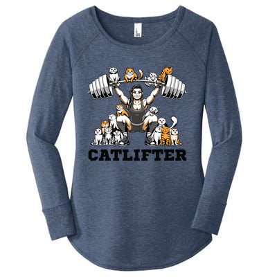 Deadlifter Fitness Workout Bodybuilder Deadlifting Cat Cute Gift Women's Perfect Tri Tunic Long Sleeve Shirt