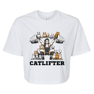 Deadlifter Fitness Workout Bodybuilder Deadlifting Cat Cute Gift Bella+Canvas Jersey Crop Tee