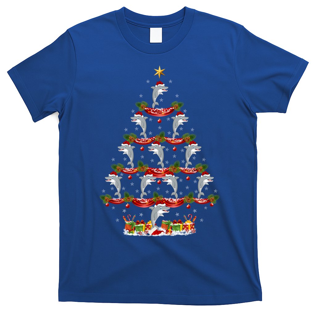 Dolphin Fish Xmas Tree Lighting Dolphin Christmas Tree Gift T-Shirt