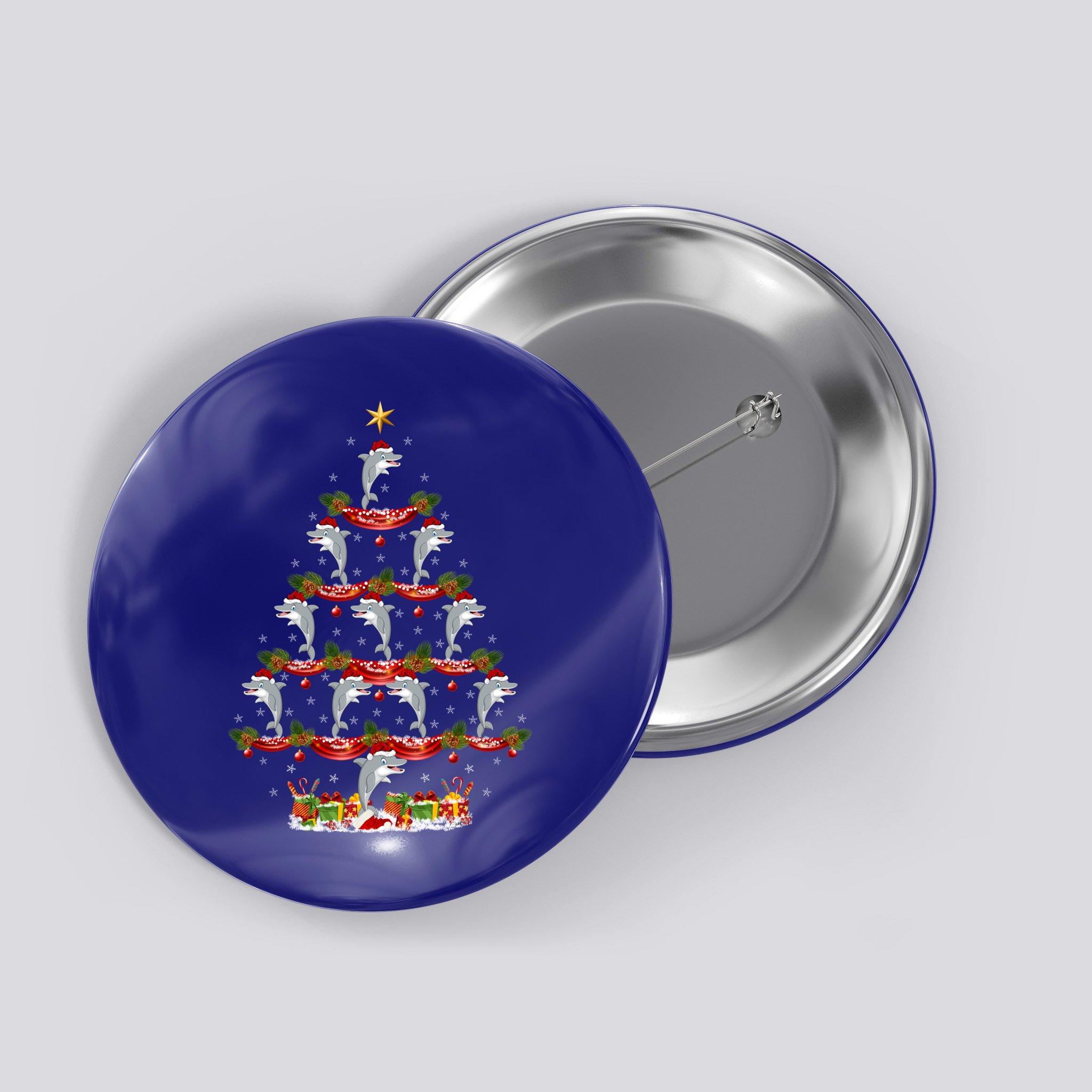 Dolphin Fish Xmas Tree Lighting Dolphin Christmas Tree Gift Button