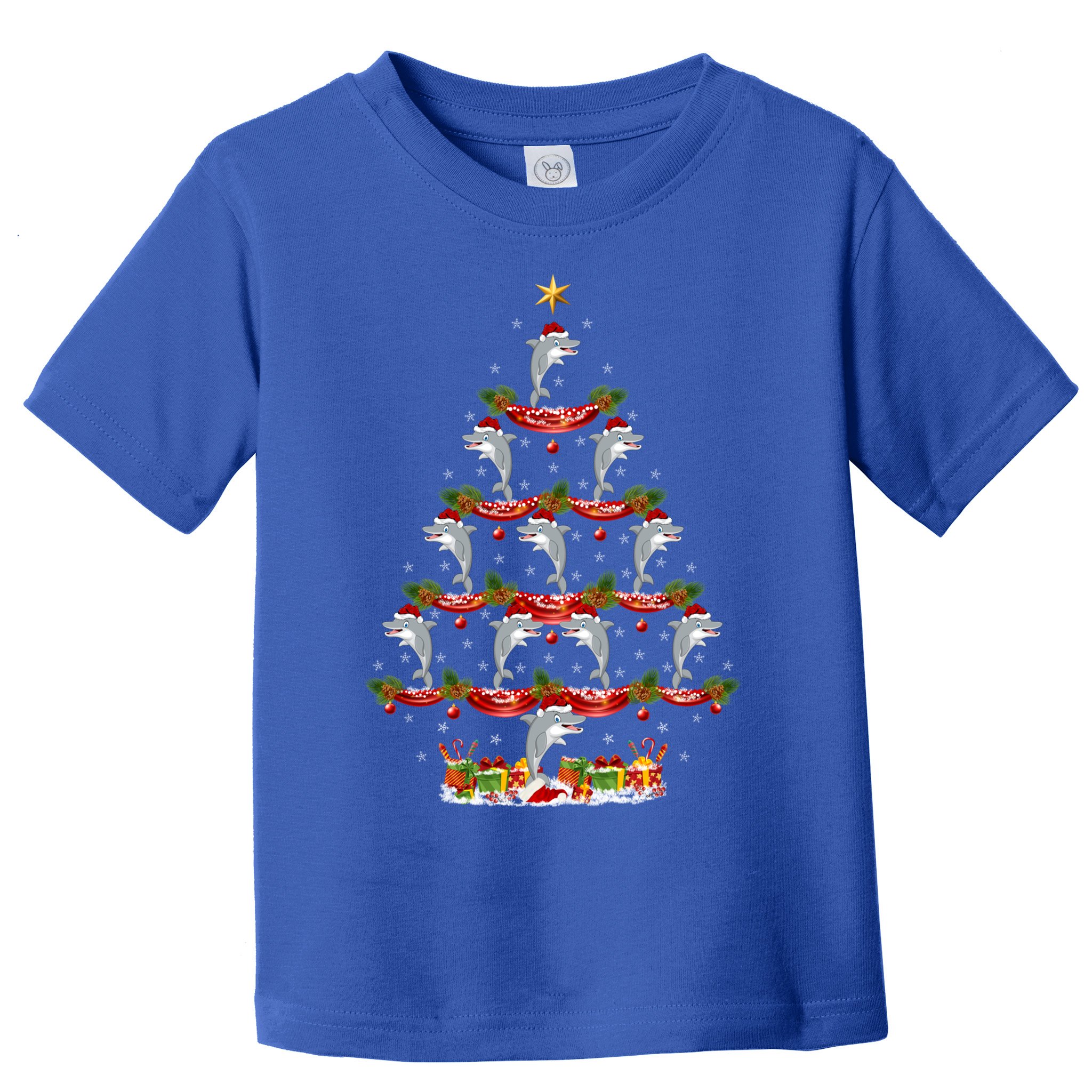 Dolphin Fish Xmas Tree Lighting Dolphin Christmas Tree Gift Toddler T-Shirt