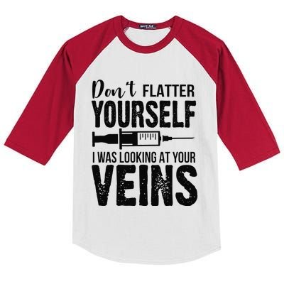 Don't Flatter Yourself I Was Looking At Your Veins ER Nurses Kids Colorblock Raglan Jersey