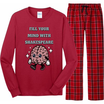 Distressed Fill Your Mind With Shakespeare Funny Brain Joke Long Sleeve Pajama Set