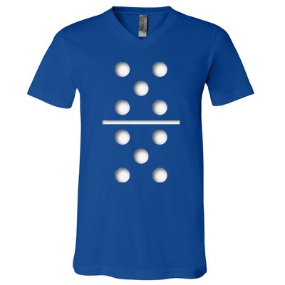 Domino Game 5 5 Halloween Christmas V-Neck T-Shirt