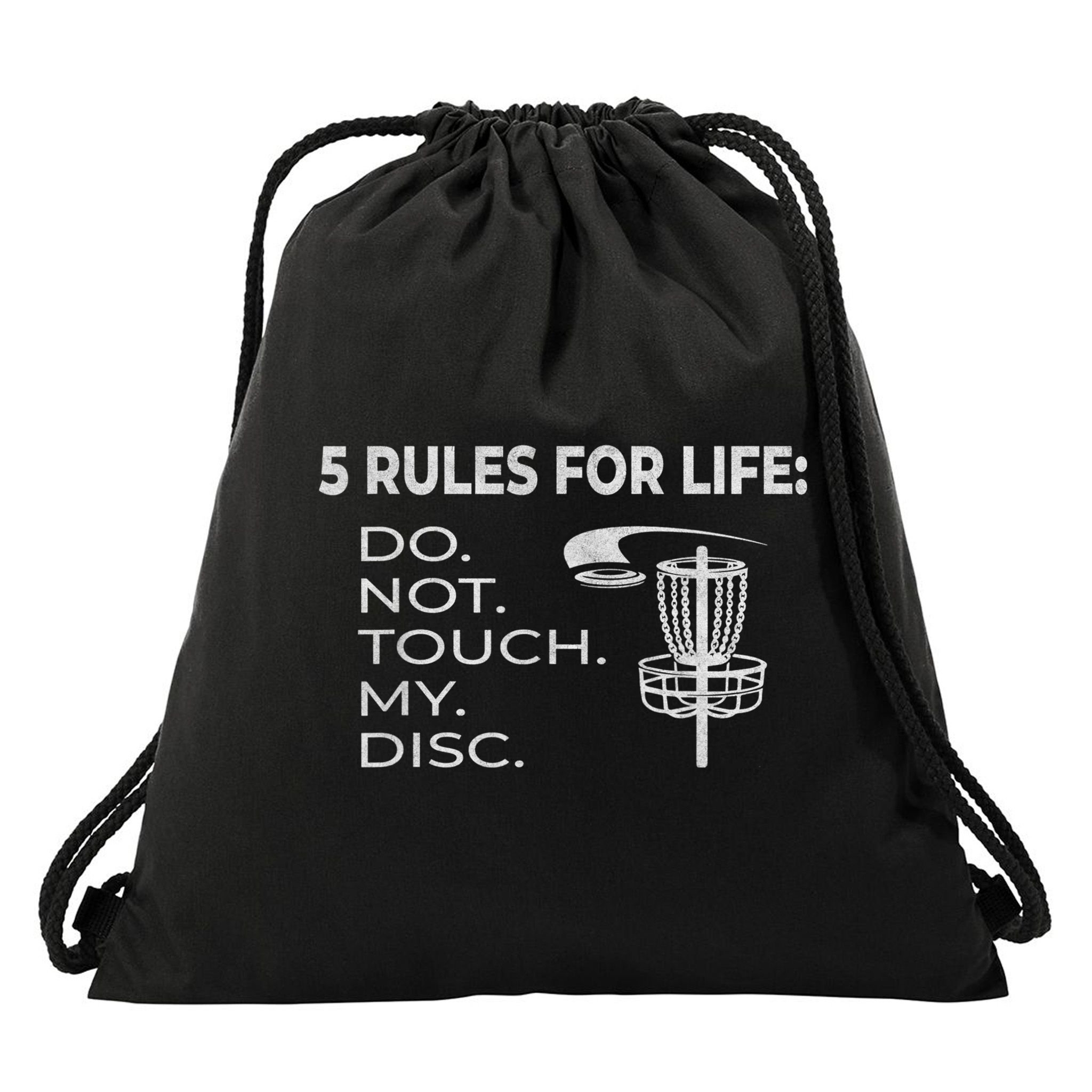 Disc Golf 5 Rules For Life I Funny Saying Drawstring Bag