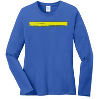 Dispatcher Gift 911 Operator Thin Gold Yellow Line Dispatcher Gift Ladies Long Sleeve Shirt