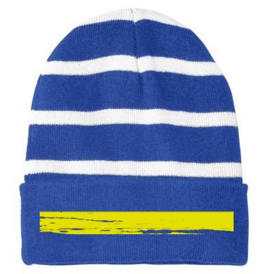 Dispatcher Gift 911 Operator Thin Gold Yellow Line Dispatcher Gift Striped Beanie with Solid Band