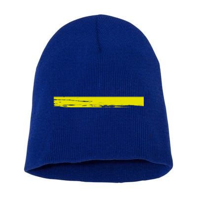 Dispatcher Gift 911 Operator Thin Gold Yellow Line Dispatcher Gift Short Acrylic Beanie