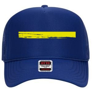 Dispatcher Gift 911 Operator Thin Gold Yellow Line Dispatcher Gift High Crown Mesh Back Trucker Hat