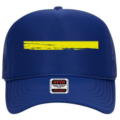 Dispatcher Gift 911 Operator Thin Gold Yellow Line Dispatcher Gift High Crown Mesh Back Trucker Hat