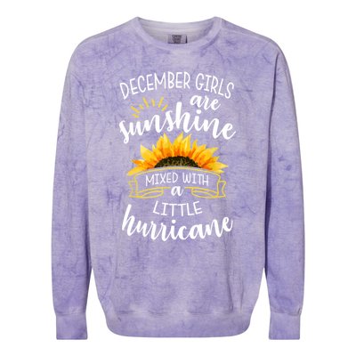 December Girls Are Sunshine Mixed With Little Hurricane Gift Colorblast Crewneck Sweatshirt