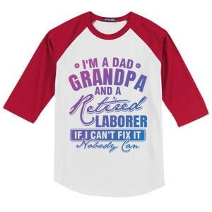 Dad Grandpa And A Retired Laborer Funny Xmas/Fathers Day Gift Kids Colorblock Raglan Jersey