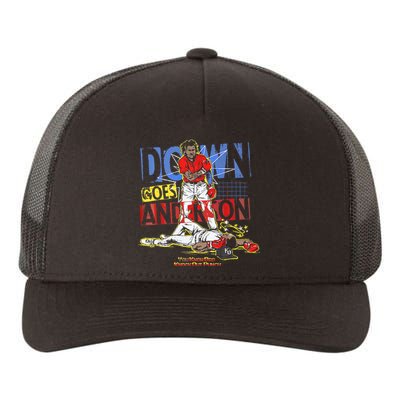 DOWN GOES ANDERSON FUNNY BASEBALL Trending Design Yupoong Adult 5-Panel Trucker Hat