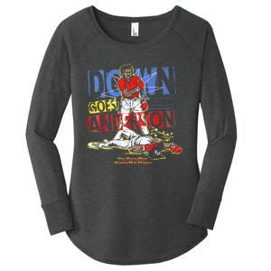 DOWN GOES ANDERSON FUNNY BASEBALL Trending Design Women's Perfect Tri Tunic Long Sleeve Shirt