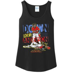 DOWN GOES ANDERSON FUNNY BASEBALL Trending Design Ladies Essential Tank