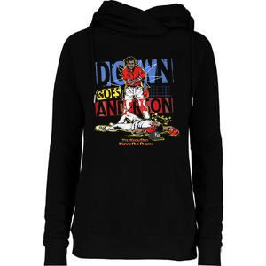 DOWN GOES ANDERSON FUNNY BASEBALL Trending Design Womens Funnel Neck Pullover Hood