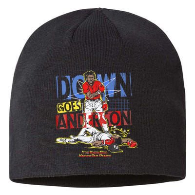 DOWN GOES ANDERSON FUNNY BASEBALL Trending Design Sustainable Beanie