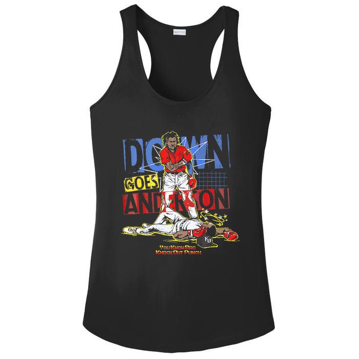 DOWN GOES ANDERSON FUNNY BASEBALL Trending Design Ladies PosiCharge Competitor Racerback Tank