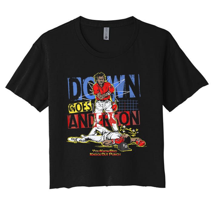 DOWN GOES ANDERSON FUNNY BASEBALL Trending Design Women's Crop Top Tee