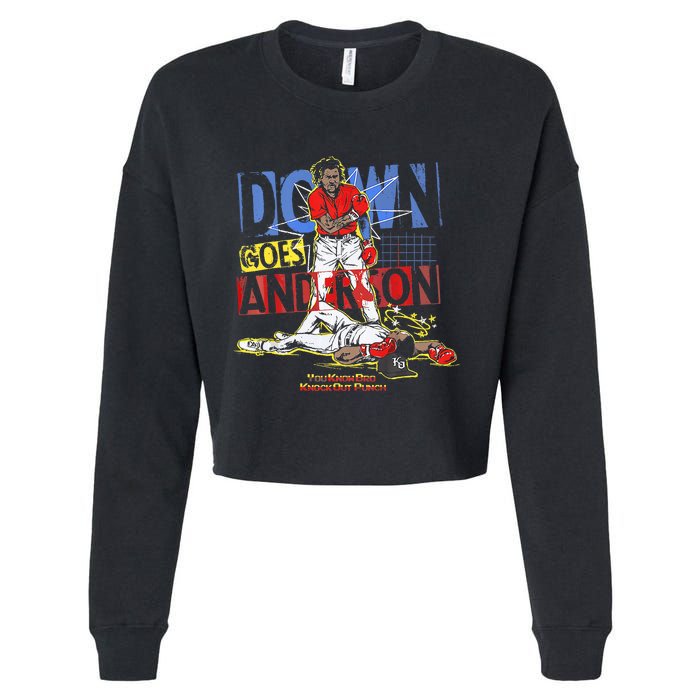 DOWN GOES ANDERSON FUNNY BASEBALL Trending Design Cropped Pullover Crew