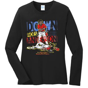 DOWN GOES ANDERSON FUNNY BASEBALL Trending Design Ladies Long Sleeve Shirt