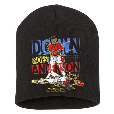 DOWN GOES ANDERSON FUNNY BASEBALL Trending Design Short Acrylic Beanie