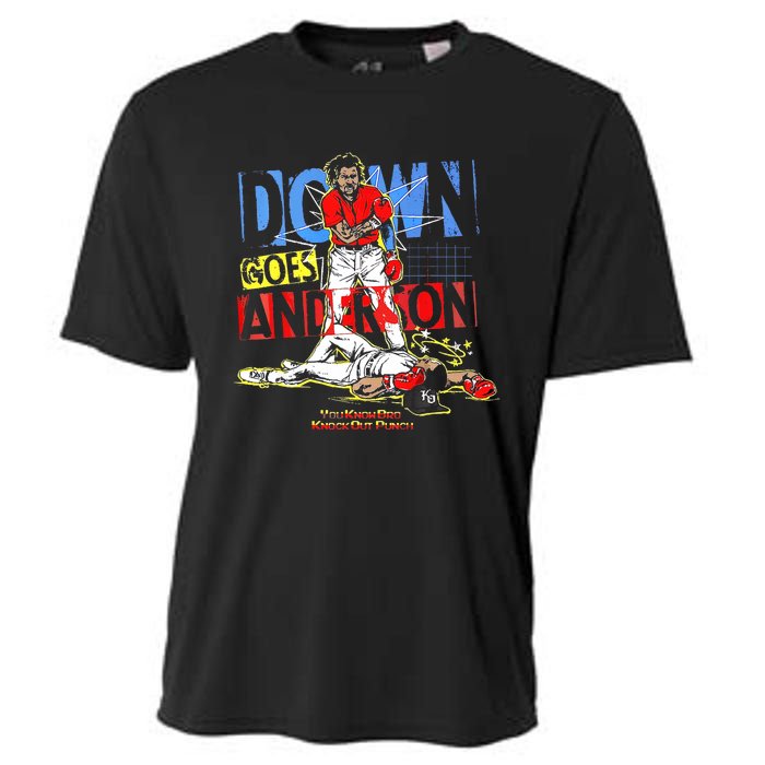 Down Goes Anderson Funny Baseball Cooling Performance Crew T-Shirt