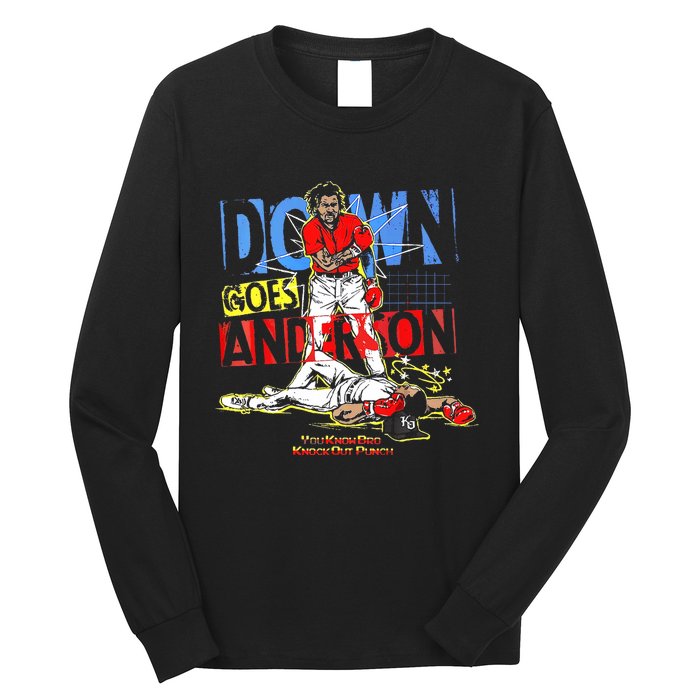 Down Goes Anderson Funny Baseball Long Sleeve Shirt