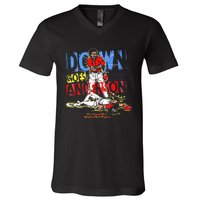 Down Goes Anderson Funny Baseball V-Neck T-Shirt