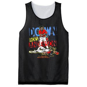 Down Goes Anderson Funny Baseball Mesh Reversible Basketball Jersey Tank